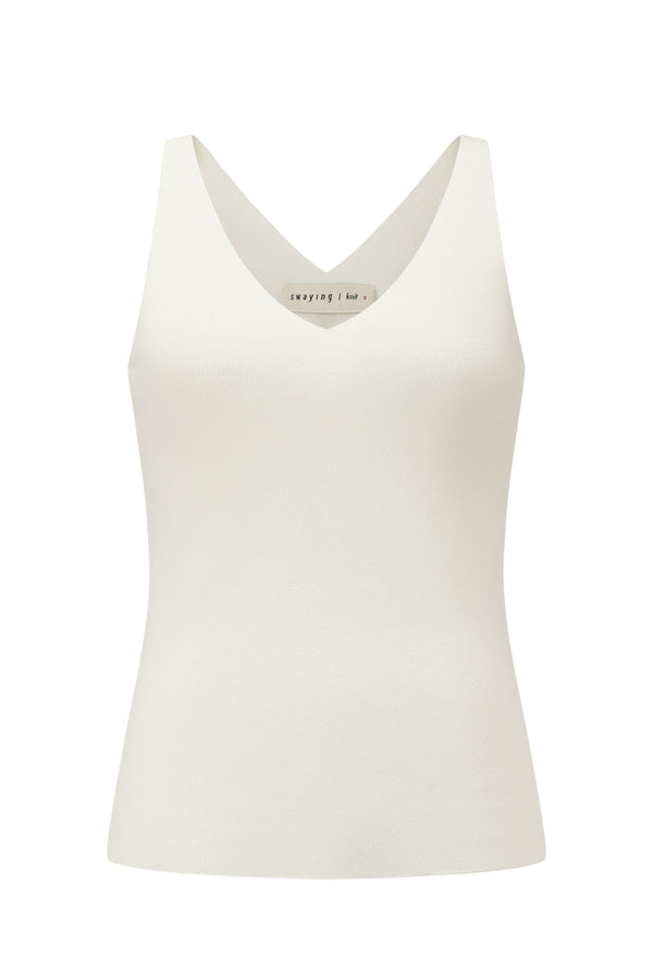 SWAYING 24 Early Fall Sweetheart Neck Knitted Vest SW-SW24PF1T04 White SW-SW24PF1T04